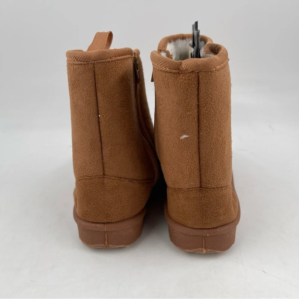 NEW! Kidgets Unisex Kids Cognac Sherpa Lined Zippered Winter Boots - Size 7/8